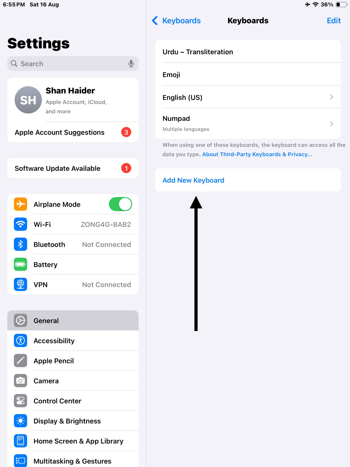 Add new keyboard option