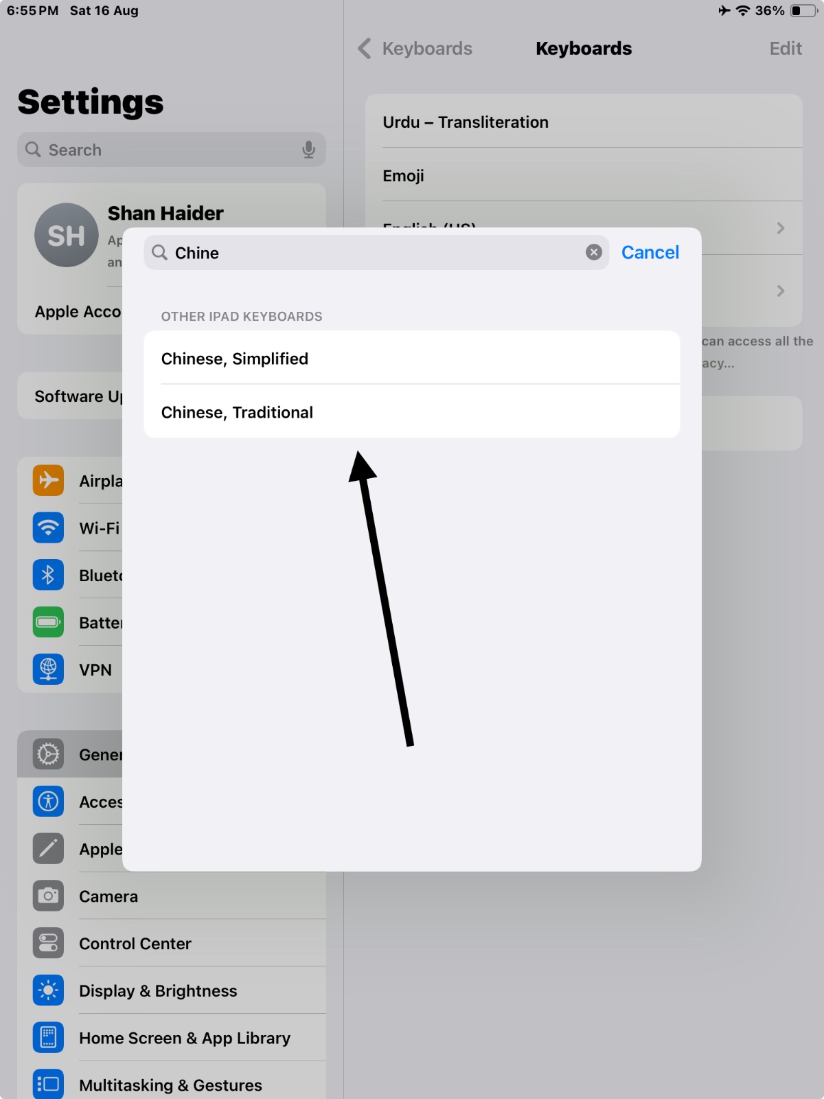 Chinese language options